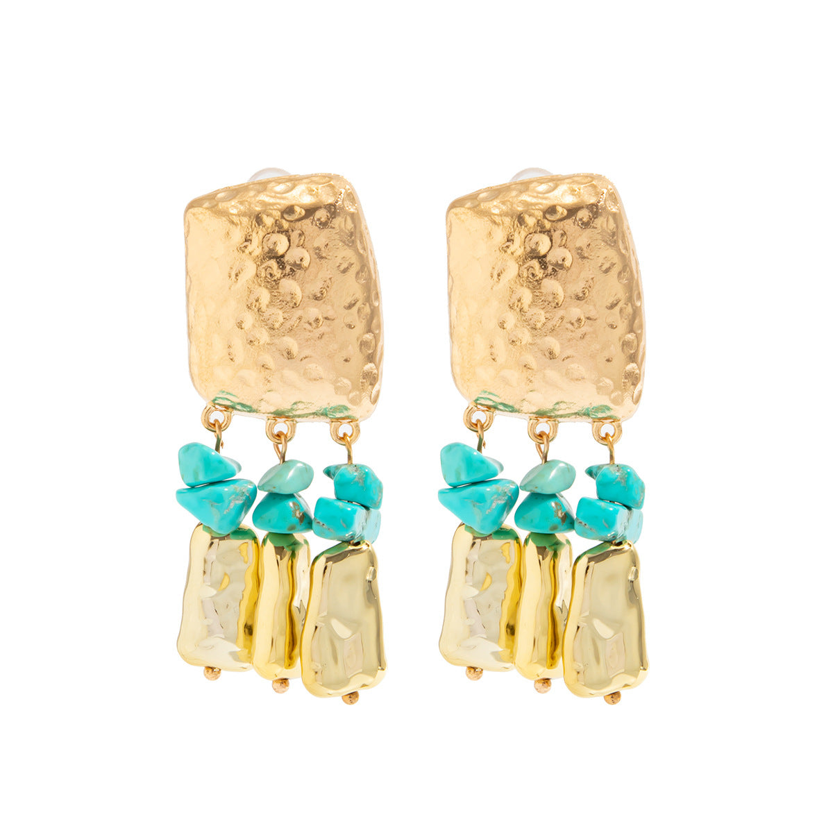 Vintage Geometric Square Zinc Alloy Plated Earrings with Tassel
