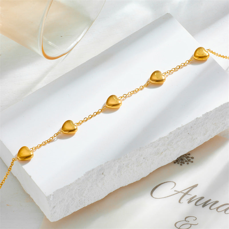 Collana minimalista placcata oro in acciaio al titanio a forma di cuore per donne