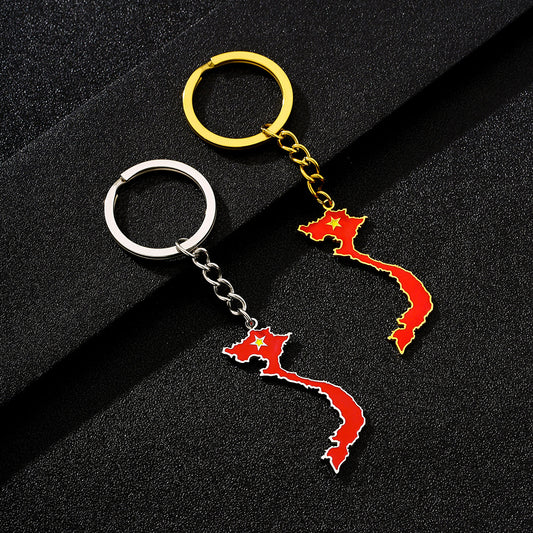 Ethnic Style Heart-Shaped Titanium Steel Enamel Keychain Pendant for Men and Women