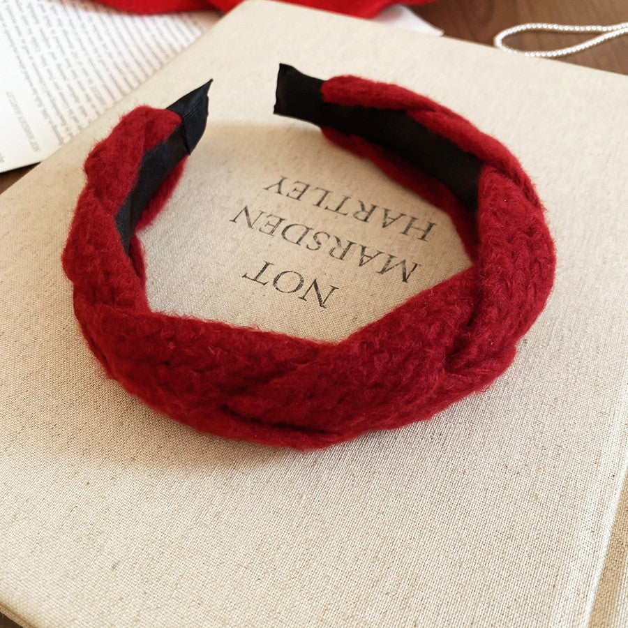 Diadema elegante de terciopelo floral para mujer con diseño redondo, accesorio para el cabello retro hecho a mano para otoño e invierno