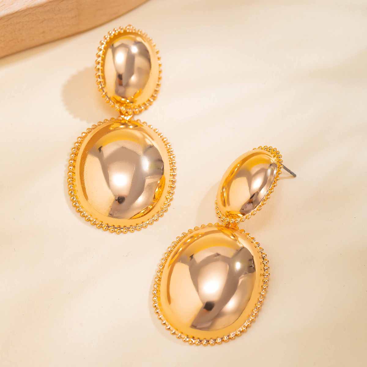 Sweet Minimalist Geometric Heart Plated Stainless Steel Earrings for Women