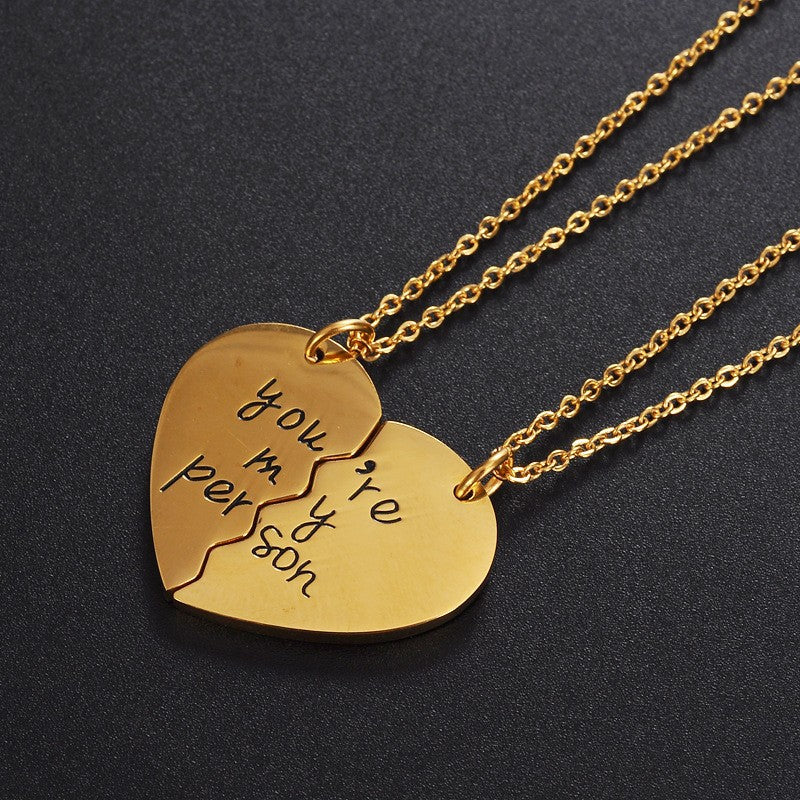Stainless Steel Heart Pendant Necklace for Women Titanium Steel Charm Polished Finish Romantic Couple Jewelry