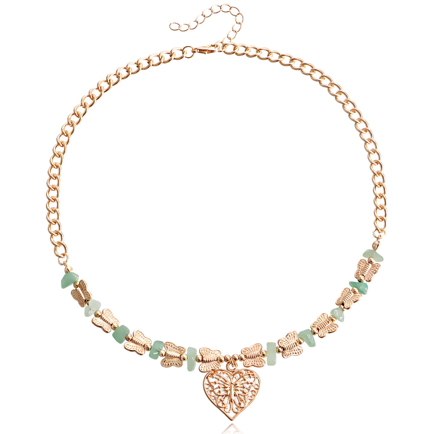 Vintage Butterfly Pendant Necklace for Women with Alloy Construction Plated Finish Geometric Design Collar Chain