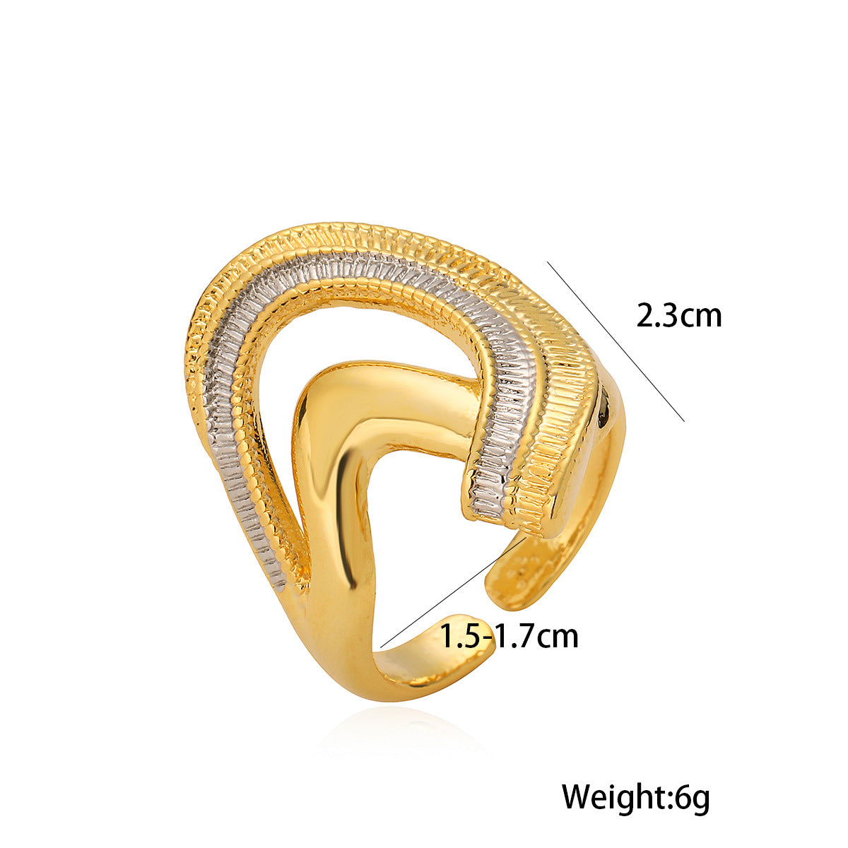 Anello Aperto da Donna Minimalista Irregolare Geometrico in Rame con Finitura Galvanica