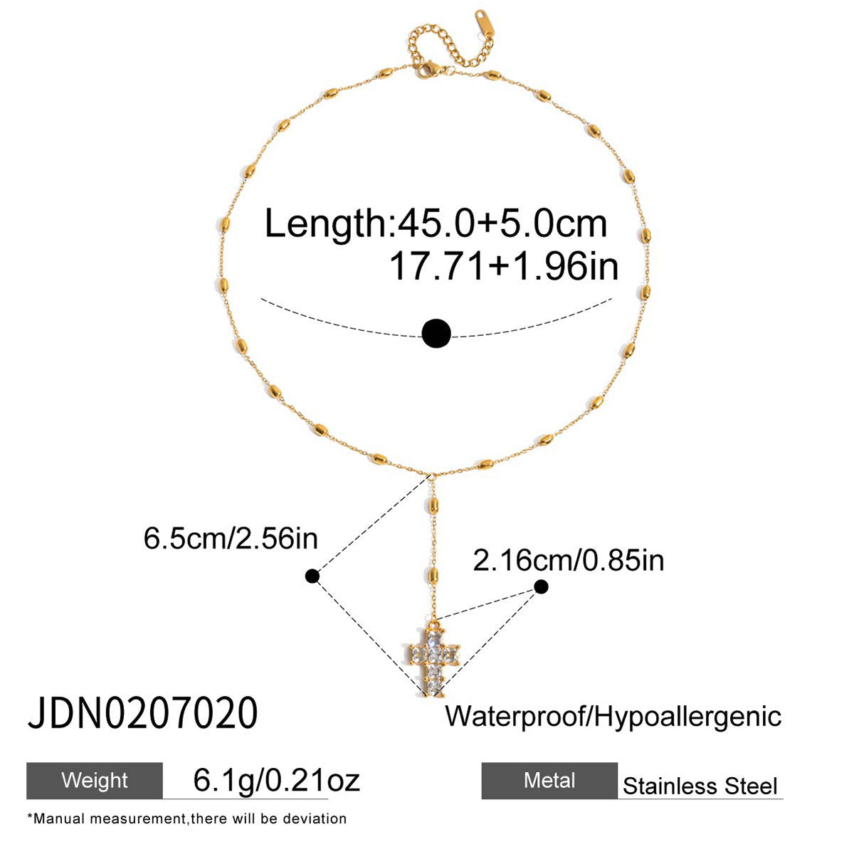 Collana di lusso a catena geometrica a Y con ciondolo in acciaio al titanio placcato oro 18 carati e zircone da donna