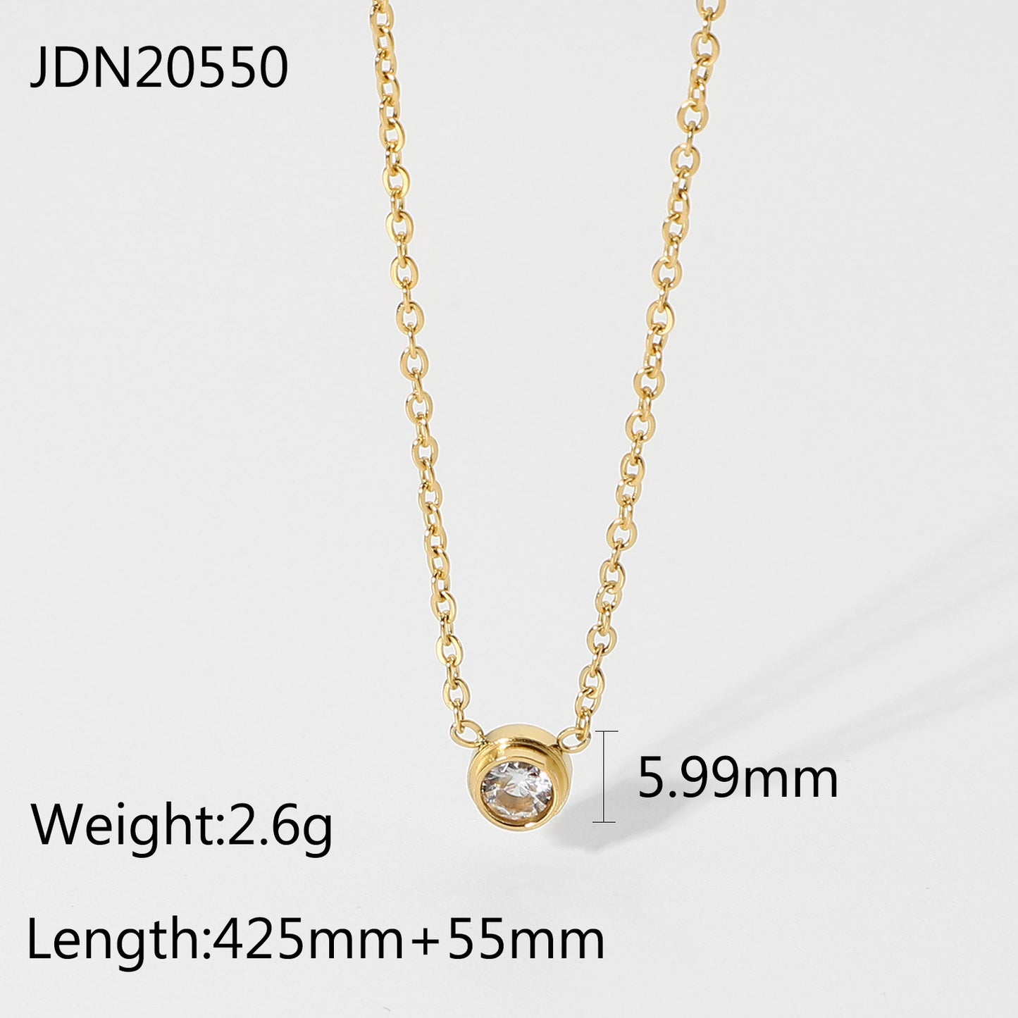 Collana con Pendente Geometrico Minimalista Tondo Rettangolare in Acciaio Inossidabile Placcato Oro 18K da Donna