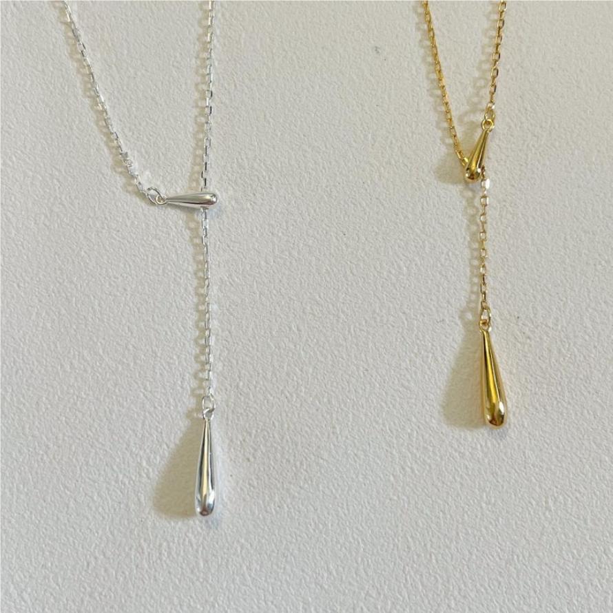 Minimalist Teardrop Pendant Necklace in 925 Sterling Silver with Geometric Accent