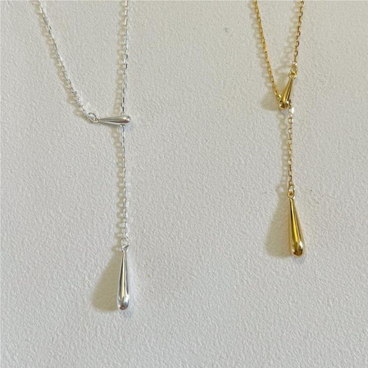 Collar con colgante de lágrima minimalista de plata de ley 925 con acento geométrico