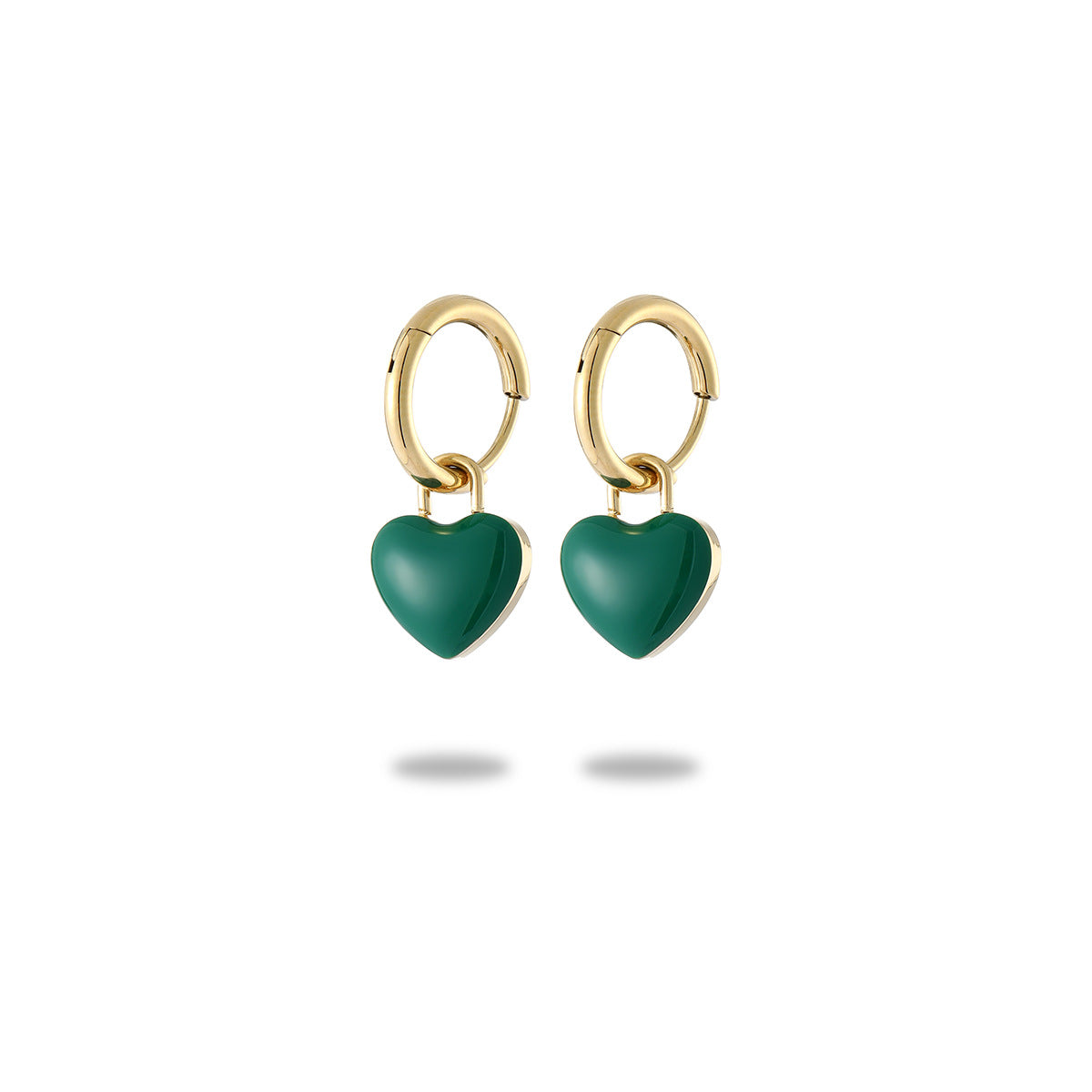 Orecchini da donna alla moda a forma di cuore in acciaio al titanio con smalto minimalistici