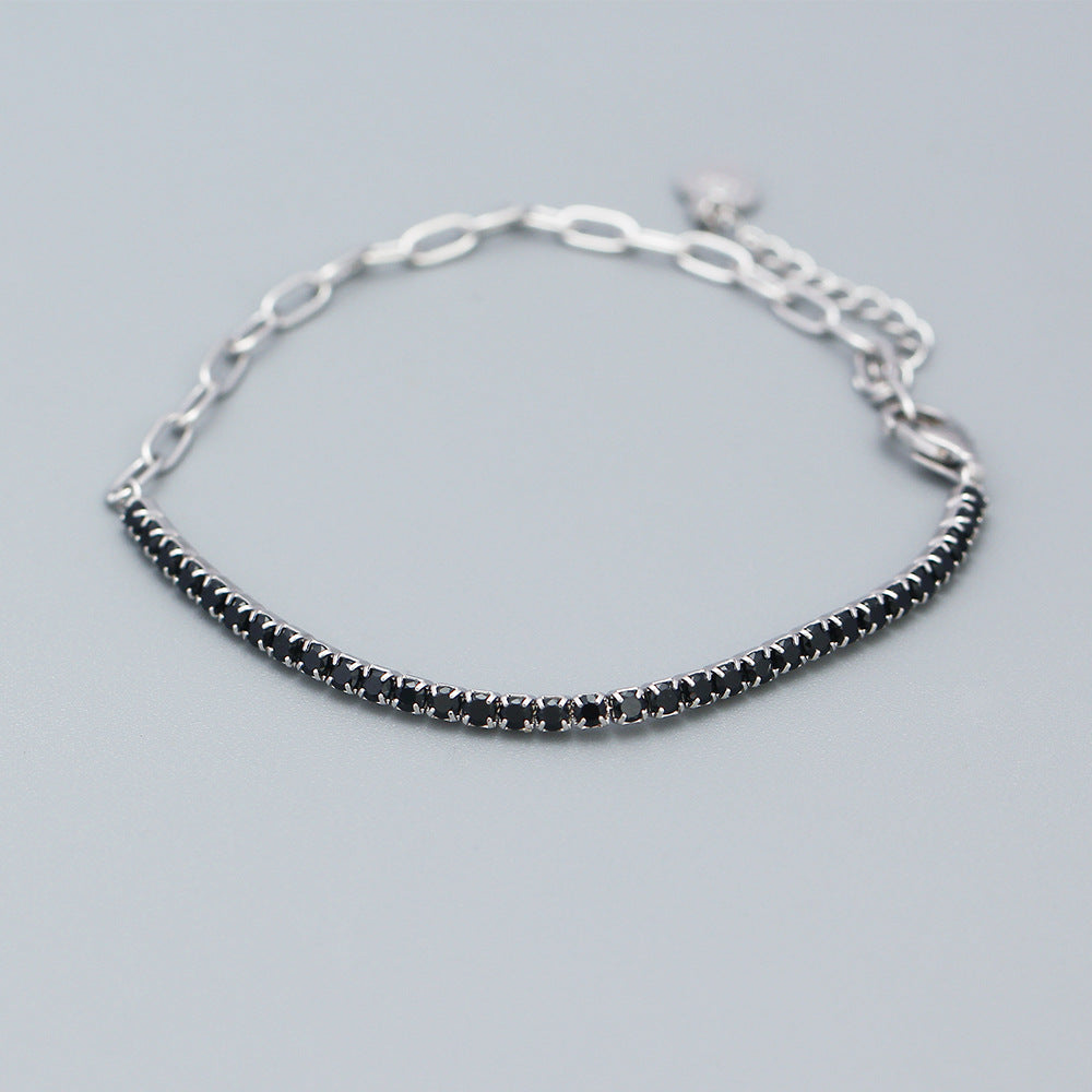 Bracciale da donna in argento sterling 925 placcato con zirconi cubici, lusso minimalista