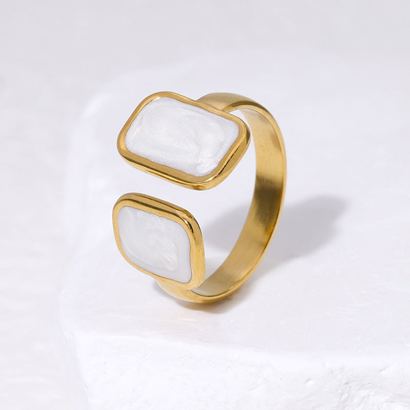 Anello Apribile Geometrico Minimalista in Acciaio al Titanio Placcato Oro 18K da Donna