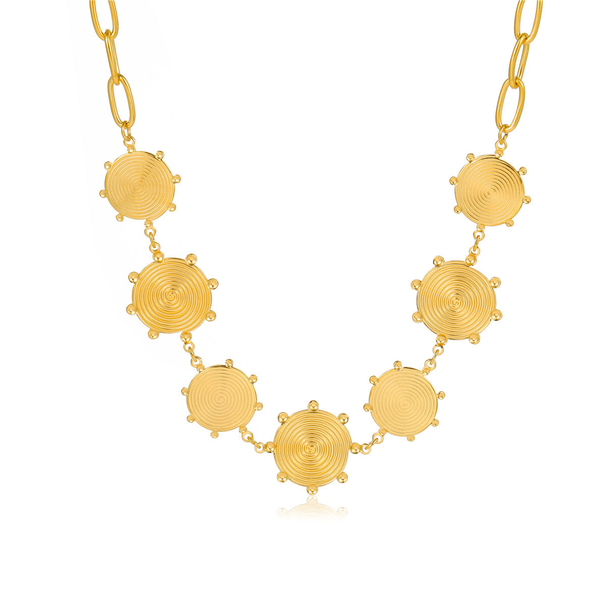Collana Minimalista Rotonda Filettata in Acciaio Titanio con Placcatura in Oro 18K da Donna