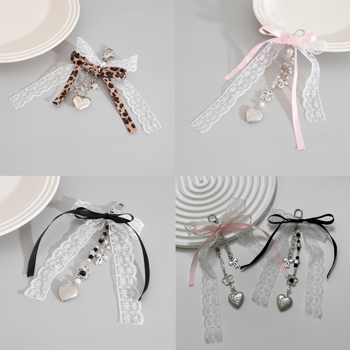 Sweet Minimalist Alloy Heart Teardrop Charm Bar with Bowknot for Bags