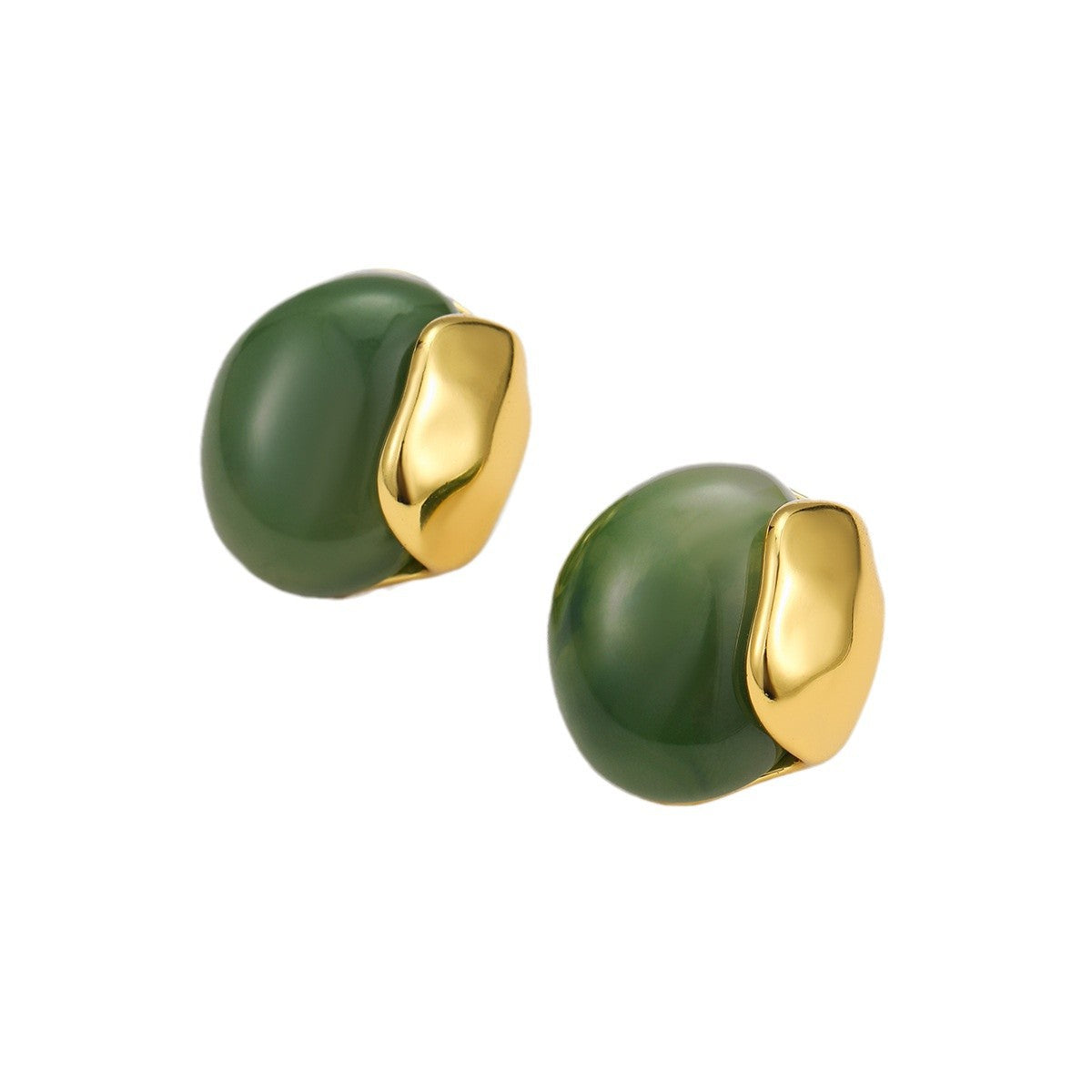 Pendientes de acero inoxidable ovalados con incrustaciones de resina estilo vintage para mujer con acabado chapado