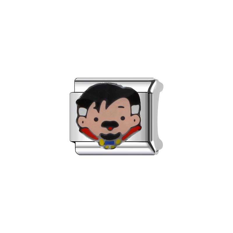 Cute Cartoon Character Stainless Steel Plated DIY Charm Bar Bracelet Unisex Fashion Gift