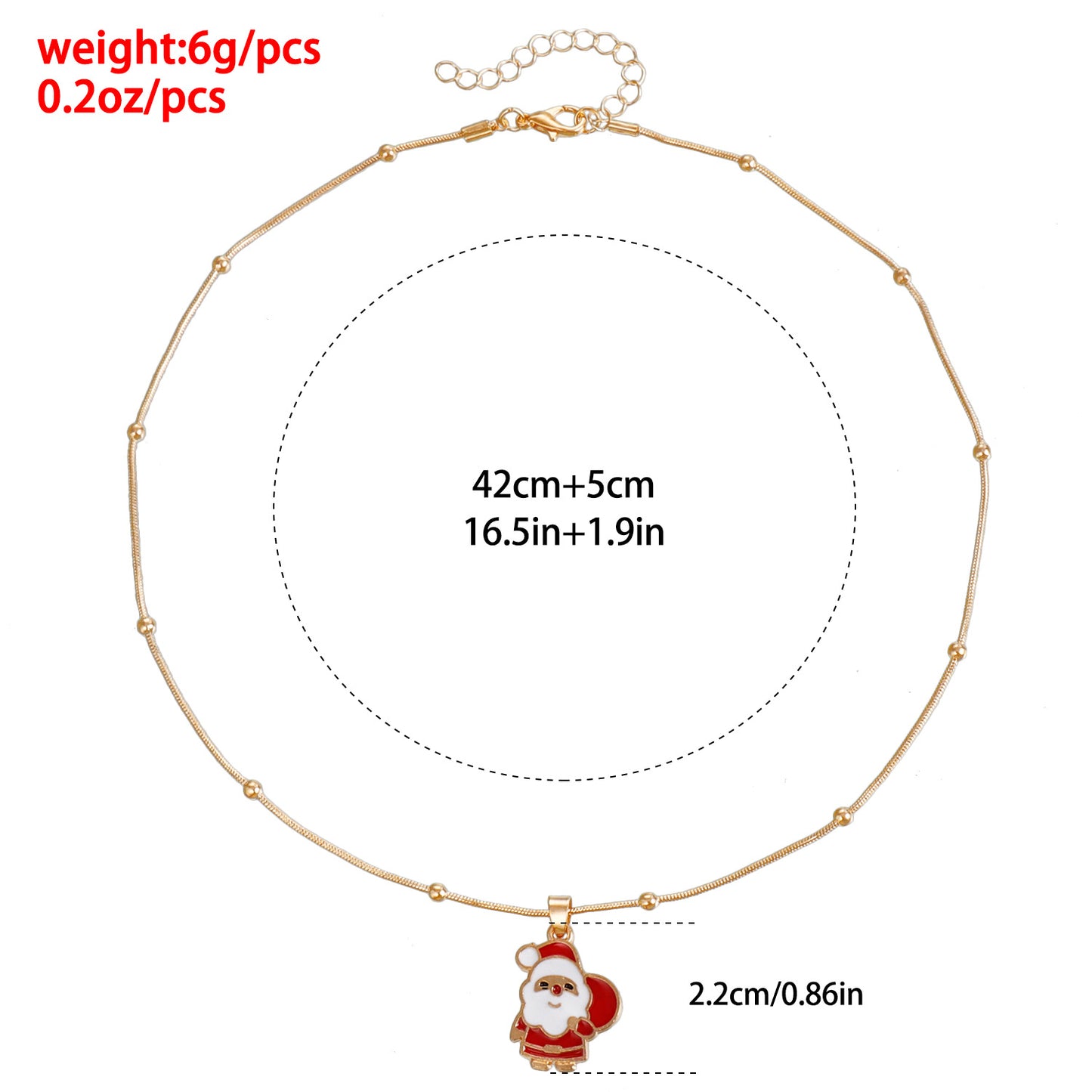 Vintage Christmas Necklace for Women with Geometric Pendant, Electroplated Metal Choker Chain, Santa and Snowflake Enamel Design