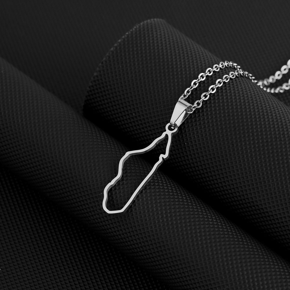 Ethnic Geometric Pendant Necklace in Stainless Steel with Titanium Steel Charm and Plated Finish on O-Chain