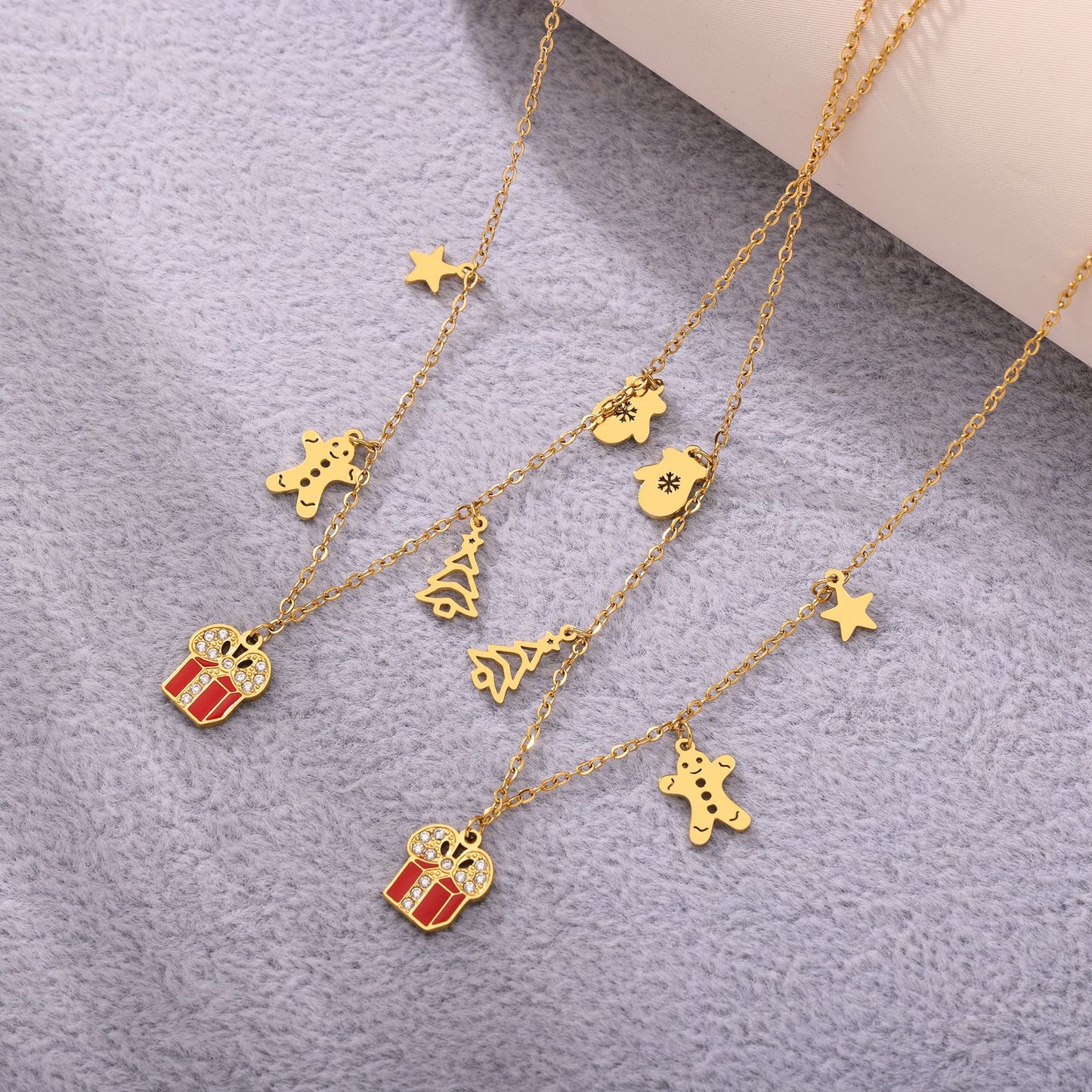 Collana con pendente di lusso con ruota panoramica geometrica in acciaio inossidabile placcato oro 18 carati e smalto colorato da donna