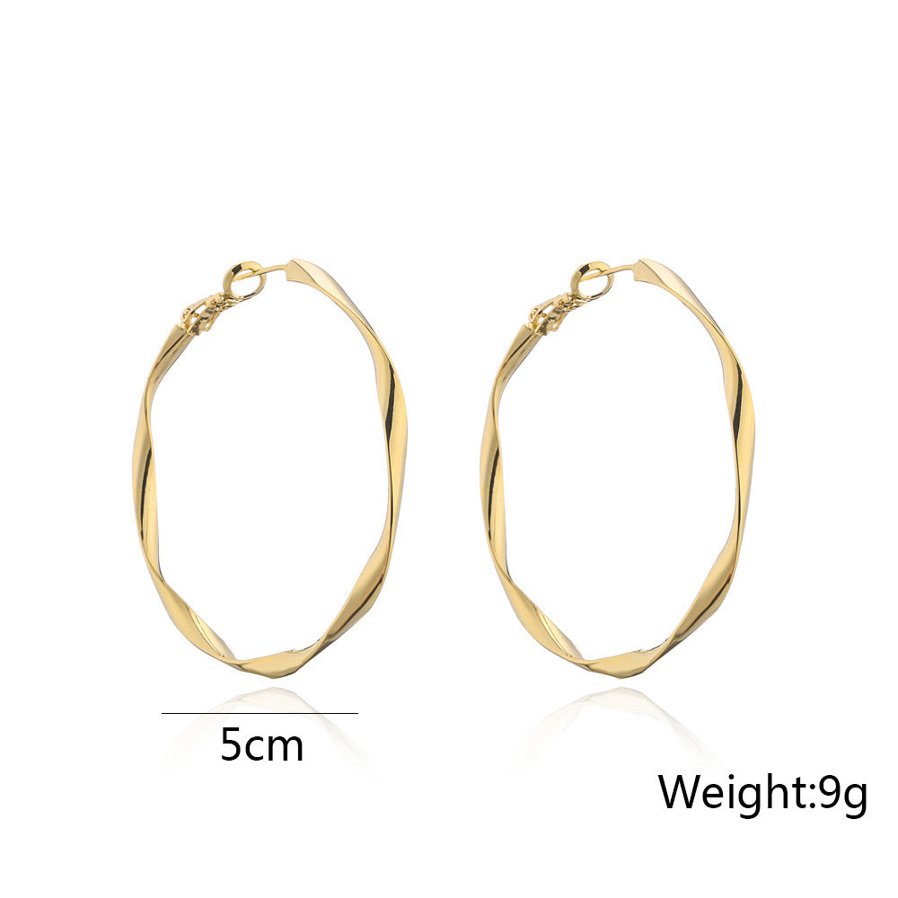Minimalist Geometric Hoop Earrings for Women in Copper with 14K Gold and 925 Silver Plating