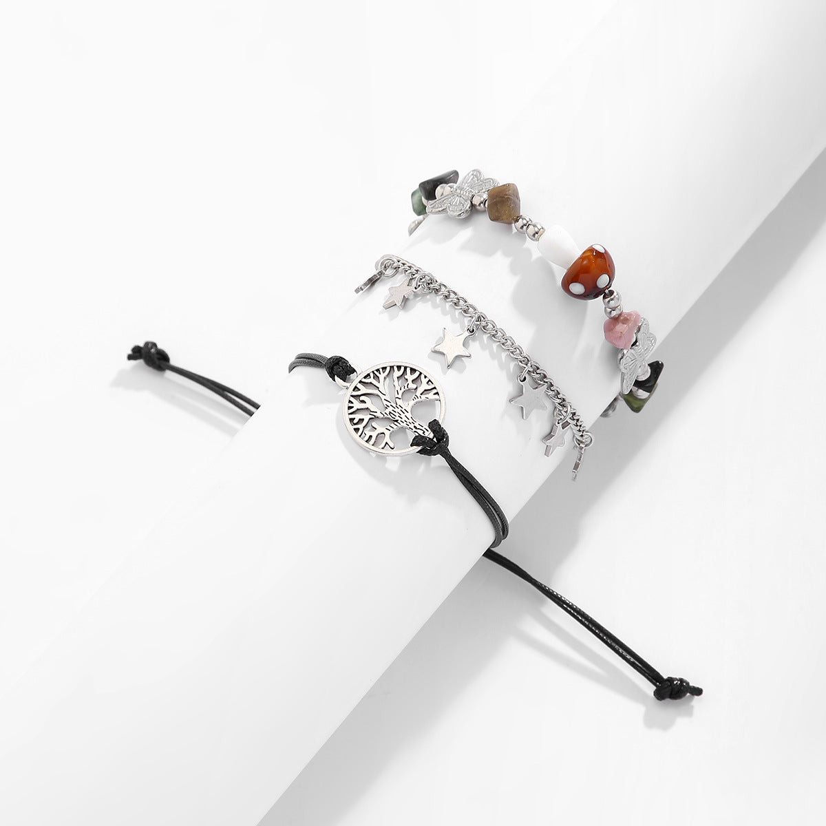 Conjunto de pulseras de aleación vintage bohemias con forma de estrella, borlas y detalles de cadena para mujer