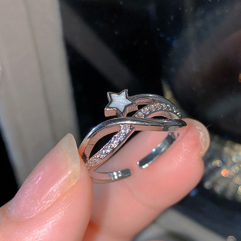 Sweet Elegant Heart Butterfly Brass Ring with Cubic Zirconia Handmade Adjustable
