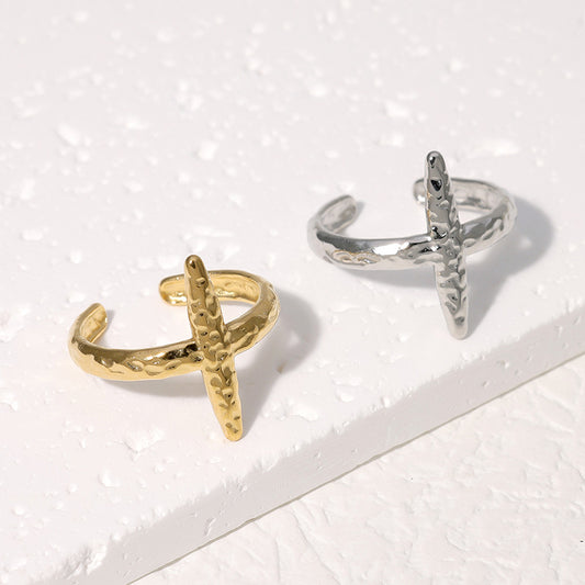 Minimalist Geometric Titanium Steel Ring with Plating Finish for Women Stainless Steel Adjustable Band