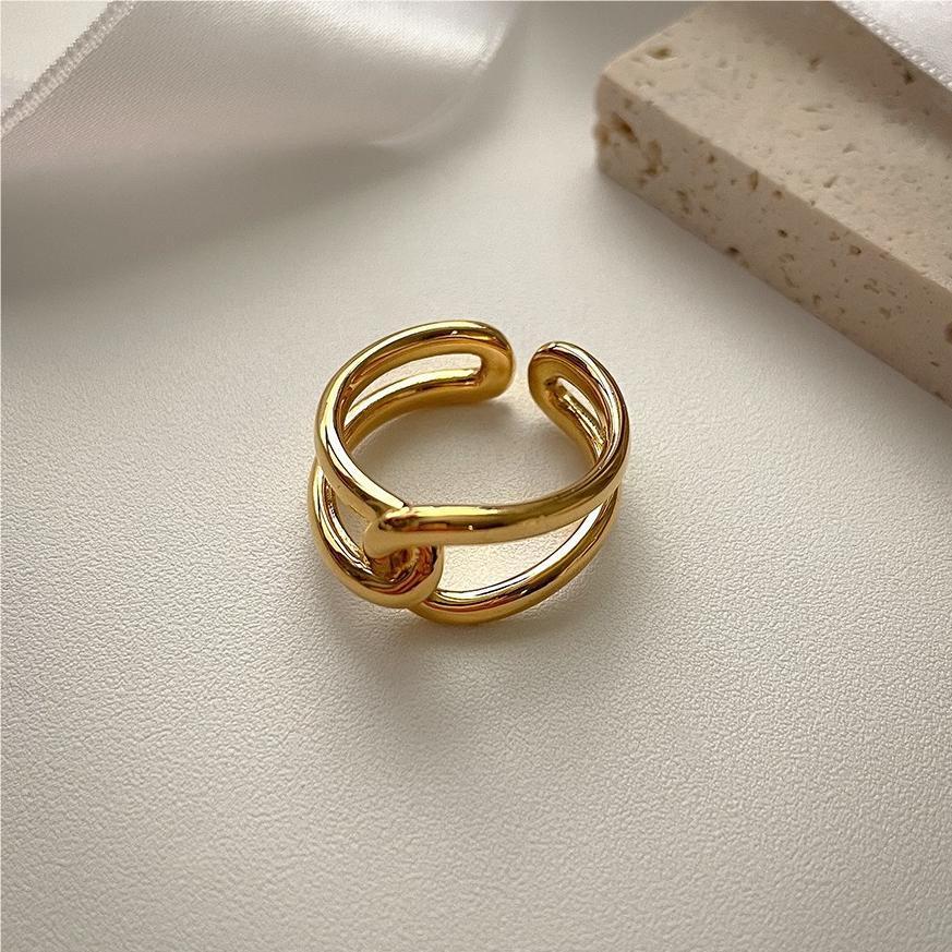 Anillo de plata de ley 925 con diseño minimalista de corazón cruzado geométrico para mujer