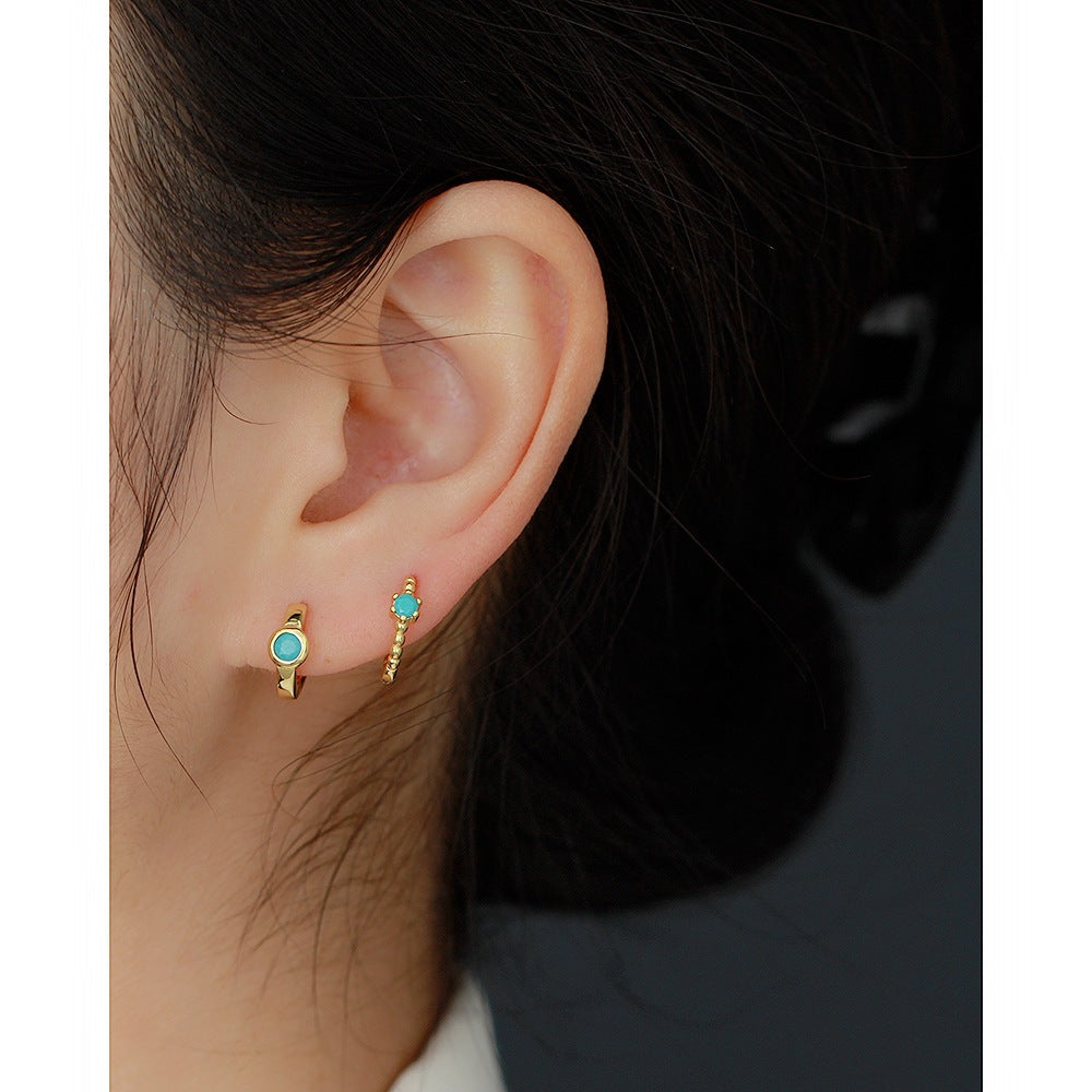 Minimalist Luxury 925 Sterling Silver Geometric Round Cubic Zirconia Hoop Earrings