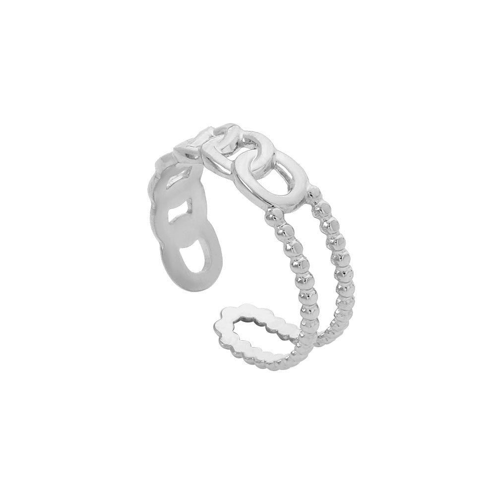 Minimalist Geometric Round Plated Titanium Steel Adjustable Open Ring Unisex