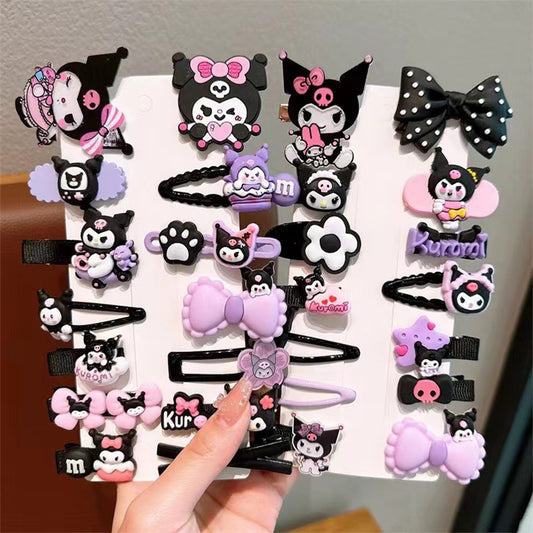 Cartoon Character Hair Clip Set for Girls with Resin Material, Kawaii Sanrio Cinnamoroll Design, Handcrafted Side Clips for Summer