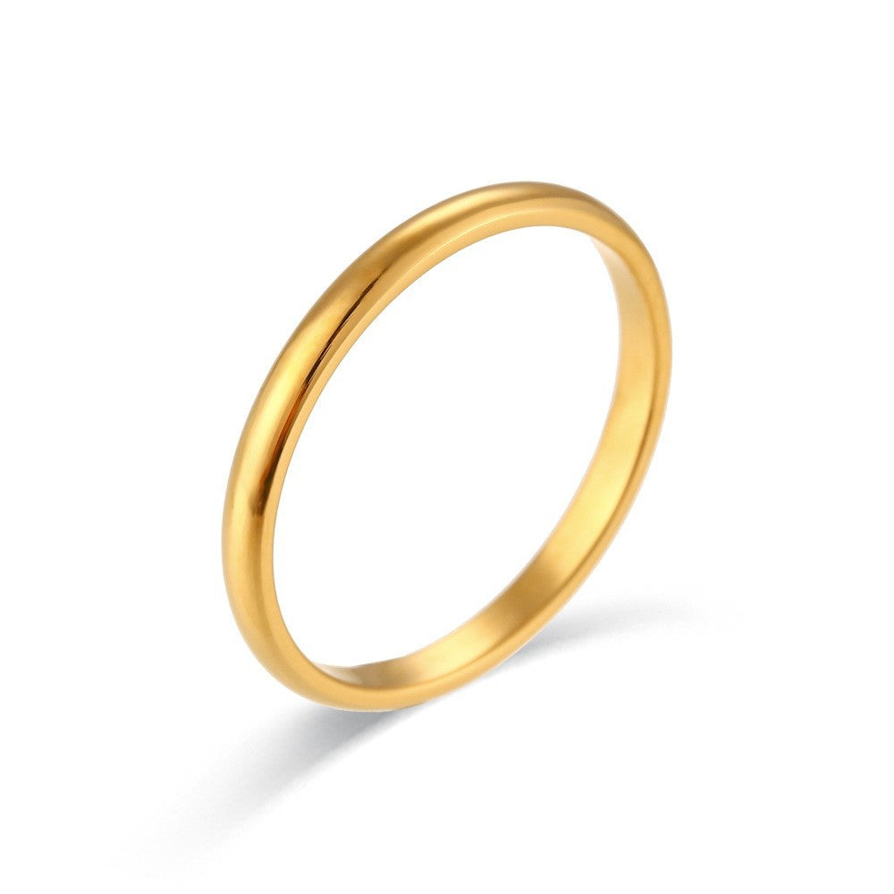 Anello minimalista geometrico in acciaio inossidabile con placcatura in oro 18 carati e zirconi micro-pavé da donna