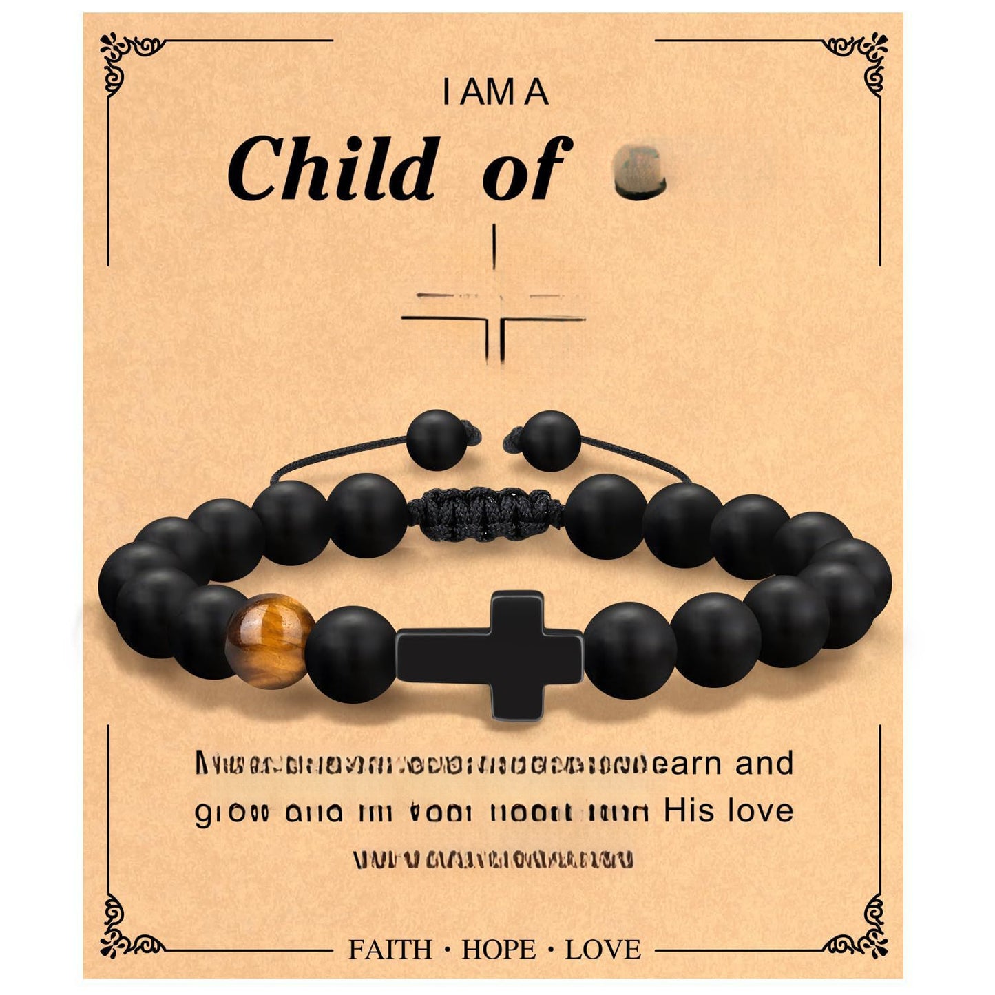 Minimalist Matte Tiger Eye Stone Cross Beaded Bracelet for Men