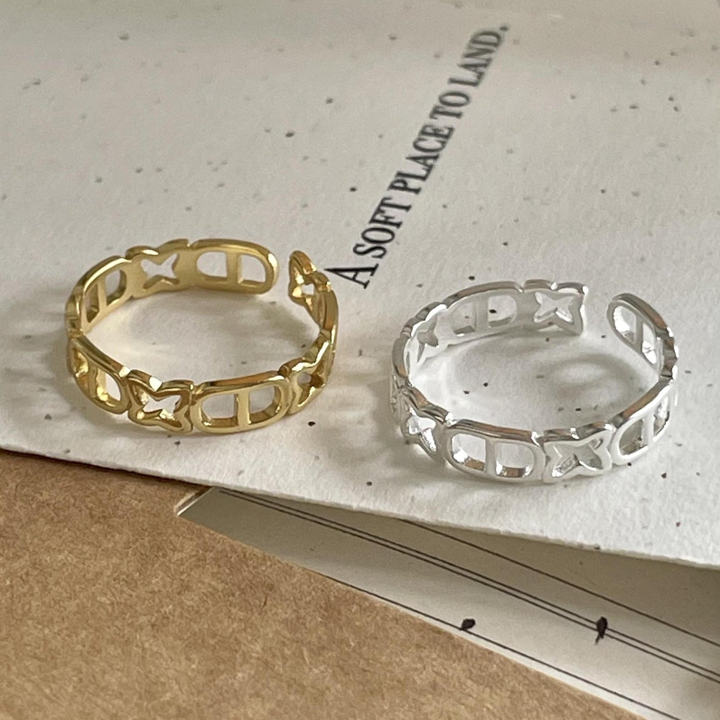 Anillo de plata esterlina 925 en forma de estrella minimalista para mujer con acabado chapado