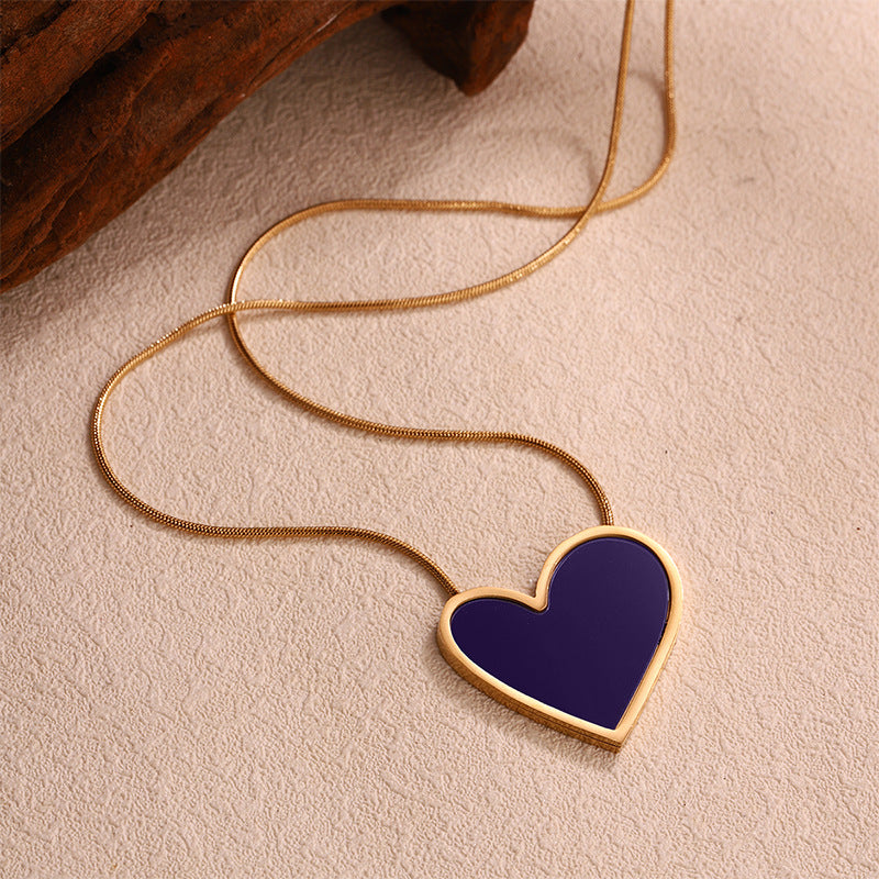 Collana Minimalista a Cuore in Acciaio al Titanio Placcato per Donne