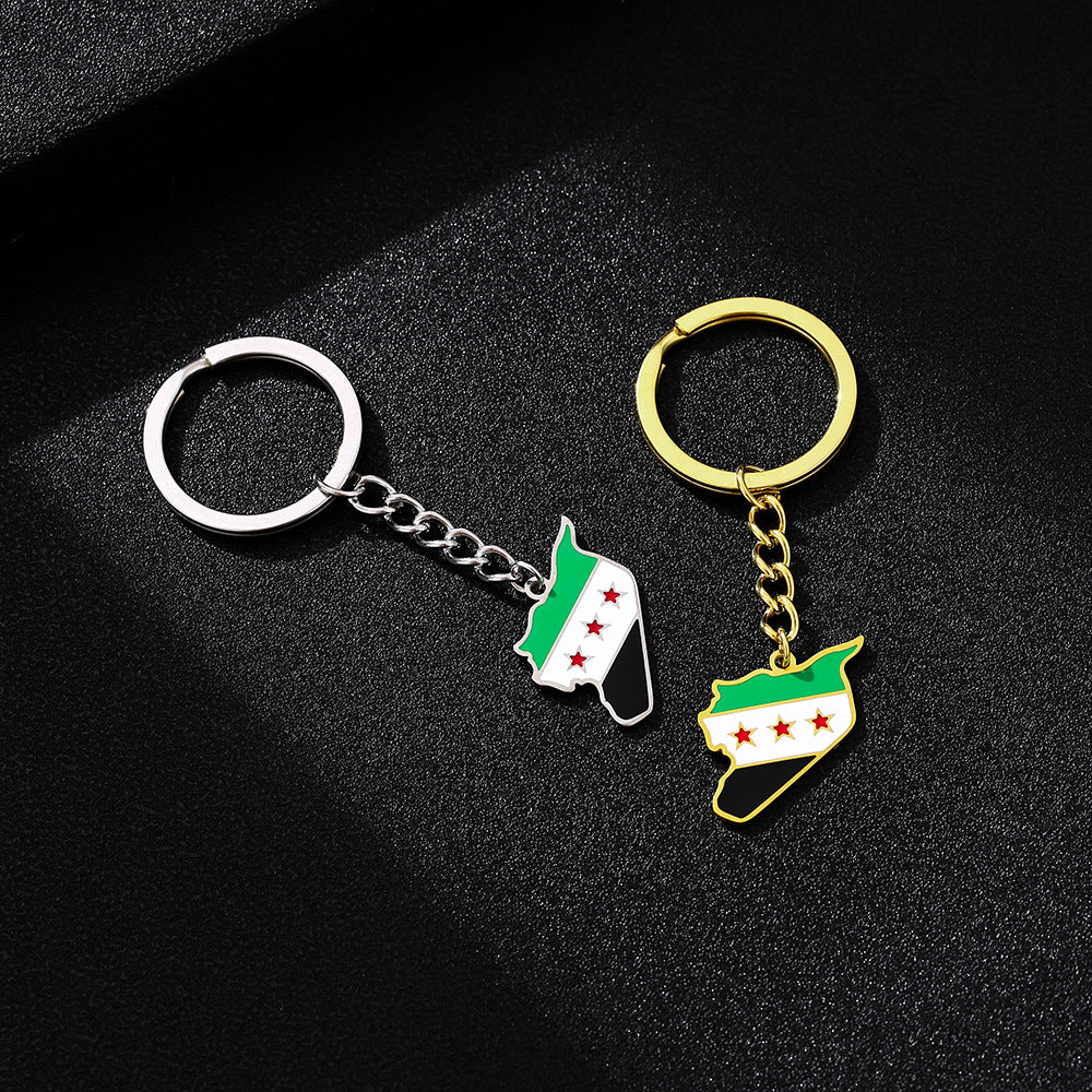 Accessorio Portachiavi con Ciondolo in Acciaio al Titanio Smaltato Stile Etnico