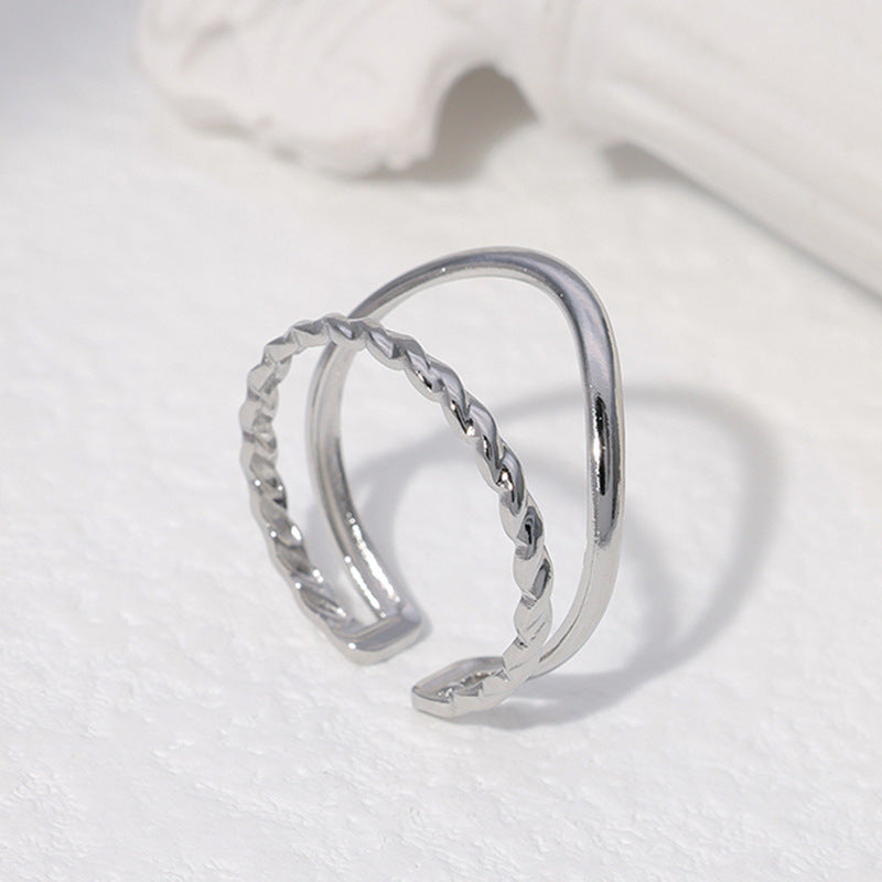Minimalist Geometric Plated Stainless Steel Adjustable Ring for Women