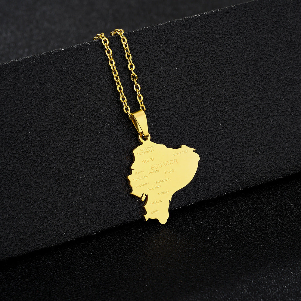 Collana con pendente geometrico minimalista in acciaio al titanio con finitura placcata e catena a O per moda unisex