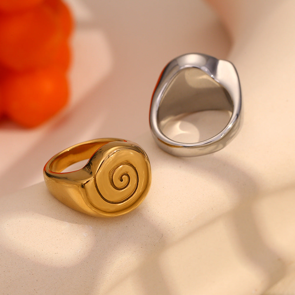 Minimalist Geometric Stainless Steel Ring with 18K Gold Plating for Women
