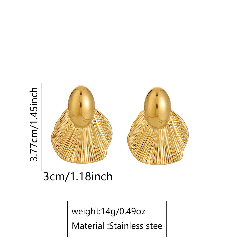 Elegant Geometric Fish Tail Stainless Steel Stud Earrings for Women