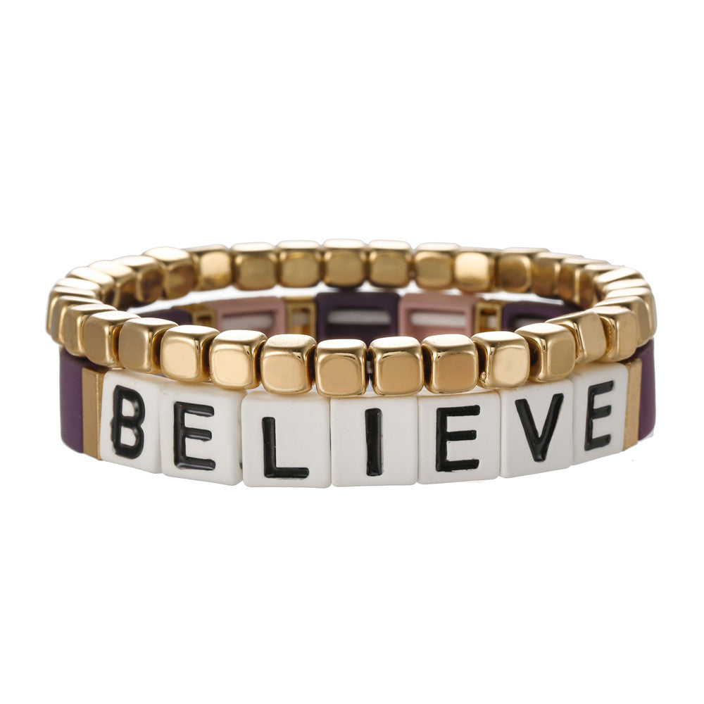 Bohemian Geometric Letter Alloy Plated Bracelet