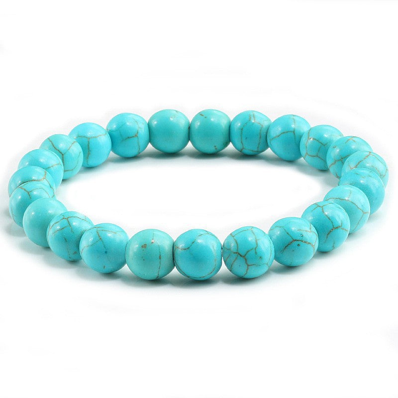 Natural Volcanic Stone and Agate Beaded Bracelet Geometric Round Unisex Fashion Jewelry