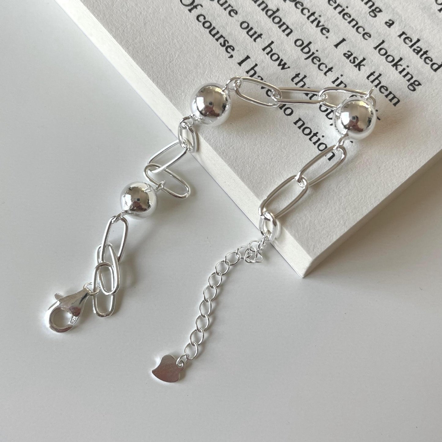 Bracciale Minimalista con Perline a Forma di Stella in Argento Sterling 925 Placcato Elettronicamente per Donne