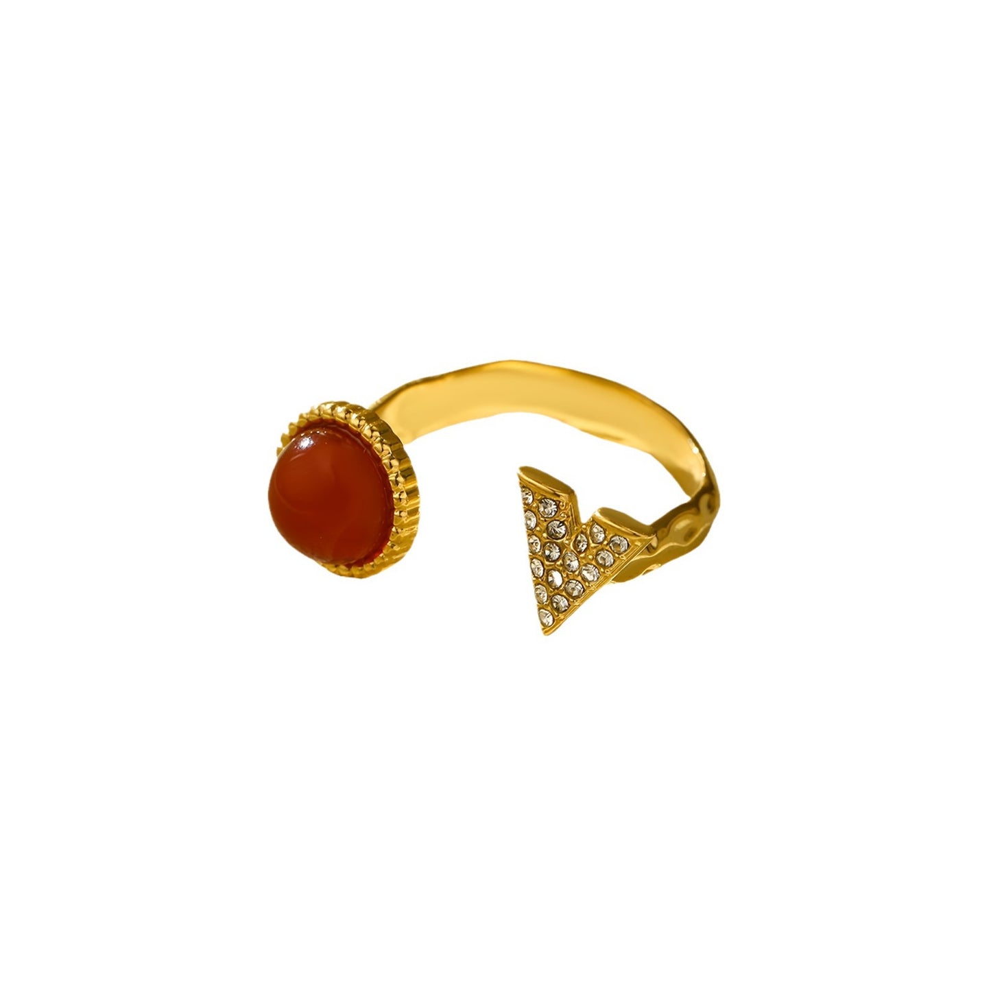Fashionable Heart-Shaped Turquoise Natural Stone Stainless Steel Open Ring with Plating Finish for Women