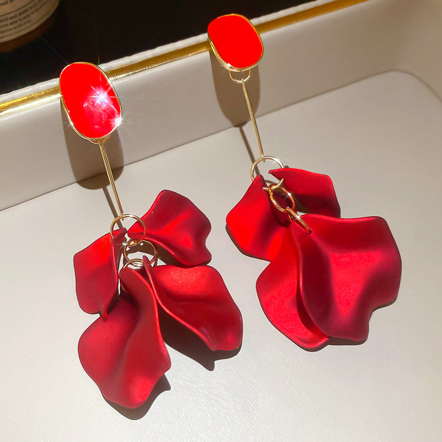 Fashionable Acrylic Flower-Shaped Dangle Stud Earrings with Plated Steel Posts for Women