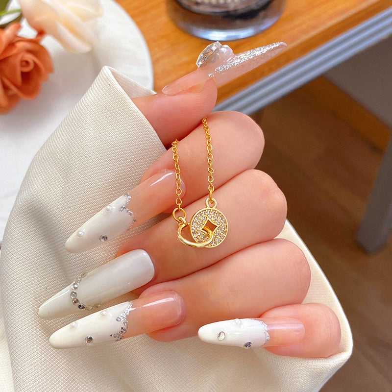 Elegant Luxury Micro-Inlaid Cubic Zirconia Fruit Shape Titanium Steel Necklace with Bamboo Chain