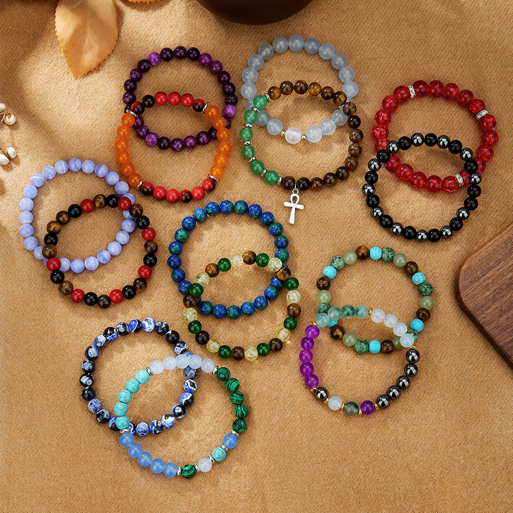 Natural Crystal Beaded Bracelet Handmade Stone Jewelry