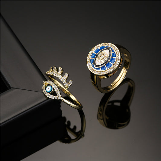 Geometric Micro-pave Cubic Zirconia Brass Ring for Women