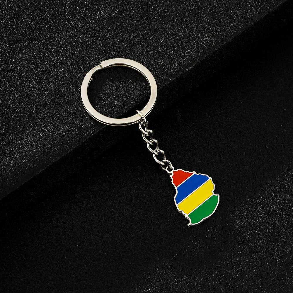 Llavero vintage de esmalte de Mauricio, accesorio de acero inoxidable para hombres y mujeres