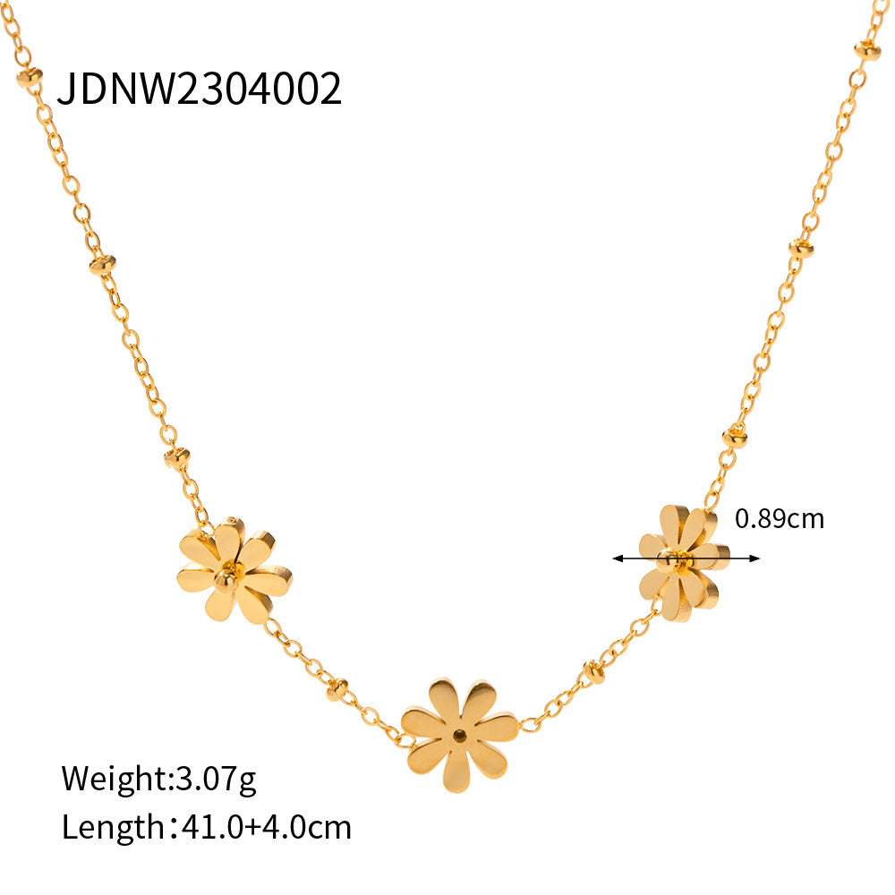 Minimalist Geometric Titanium Steel Pendant Stainless Steel Multi-layer Cable Chain Necklace for Women