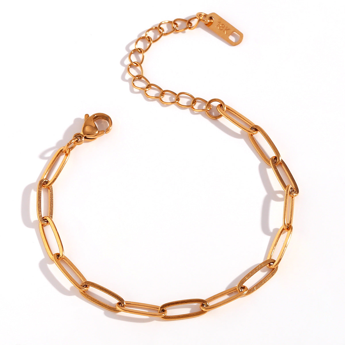 Minimalist Geometric Titanium Steel Bracelet for Women with 18K Gold Plated Box Chain and Sleek Line Design